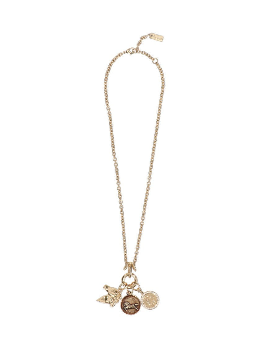Chloé Gold-Plated Brass Chained Necklace With Distinct Charms