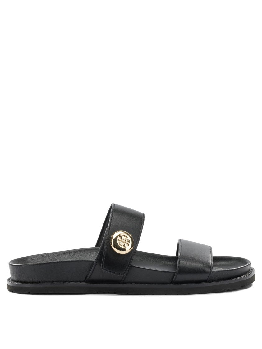 Tory Burch Flat Black Leather Sandals