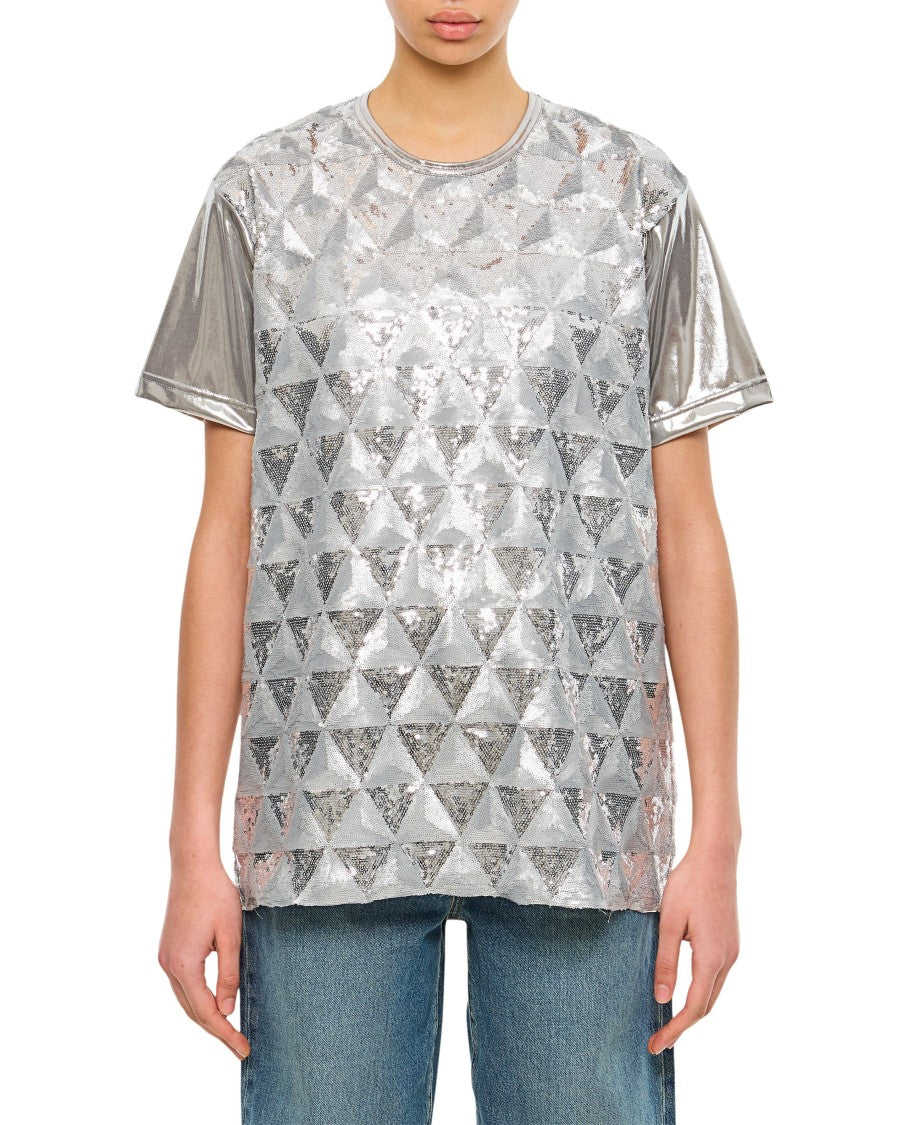 Junya Watanabe Geometric Sequin-Embellished Crew-Neck T-Shirt