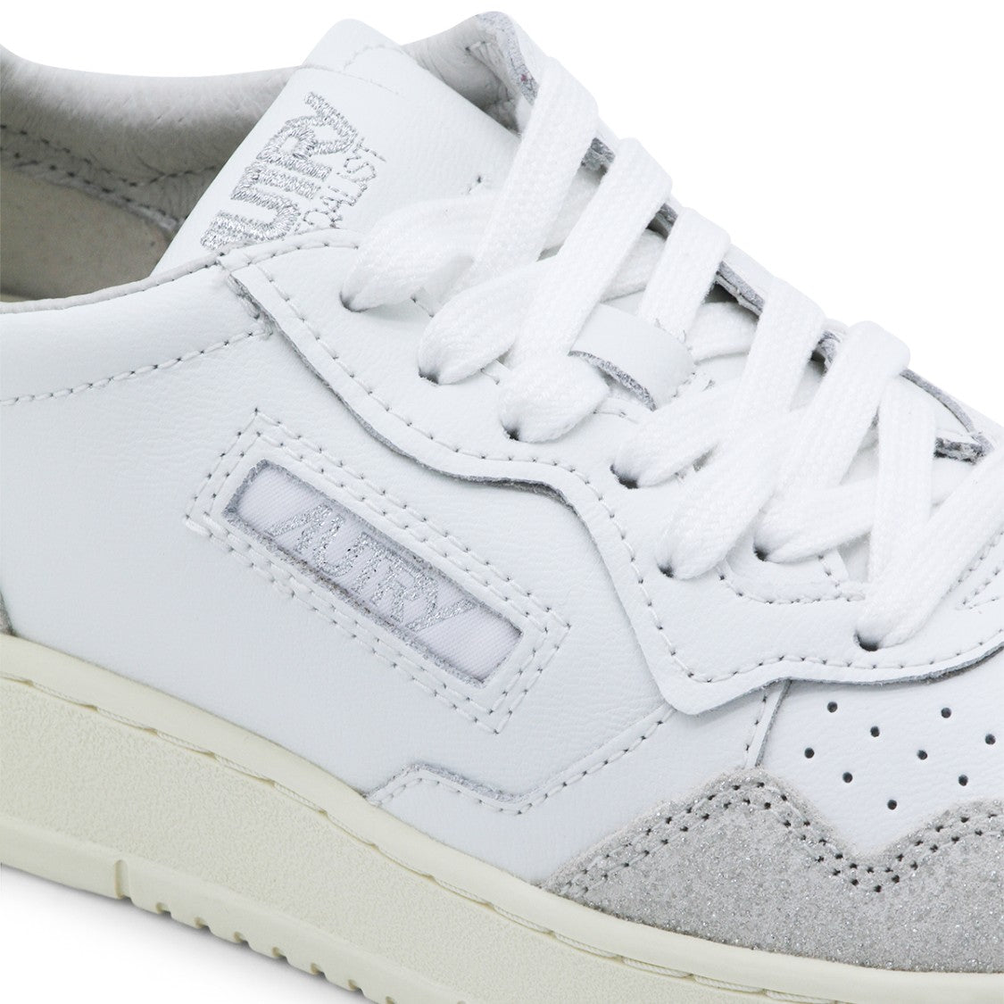 Autry White Leather And Grey Suede Sneakers