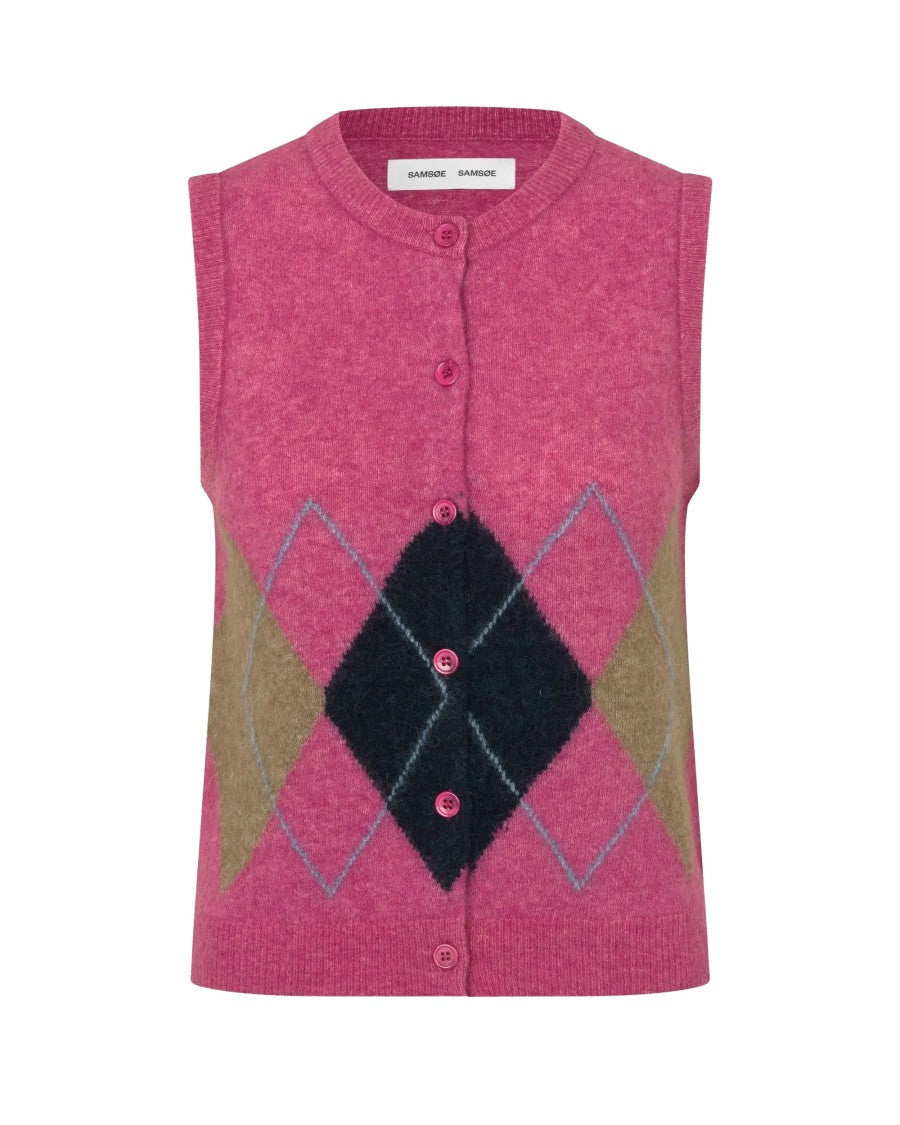 Samsøe Samsøe Red Sanoura Argyle Sweater Vest