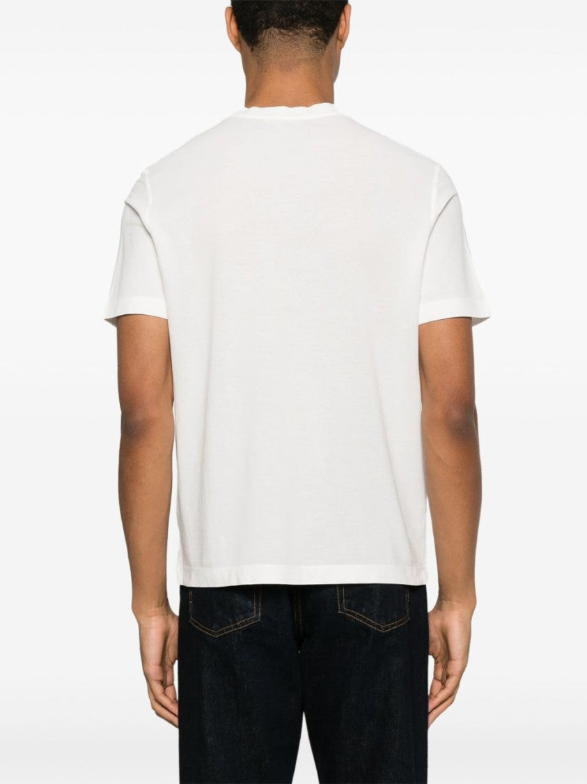 Drumohr White Crew Neck Logo T-Shirt