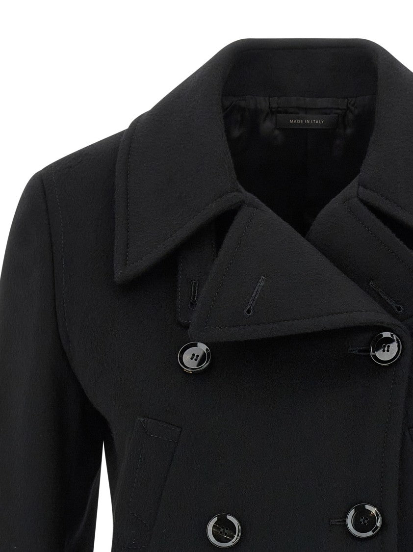 Brioni Double-Breasted Cashmere Cropped Coat With Lapel Collar