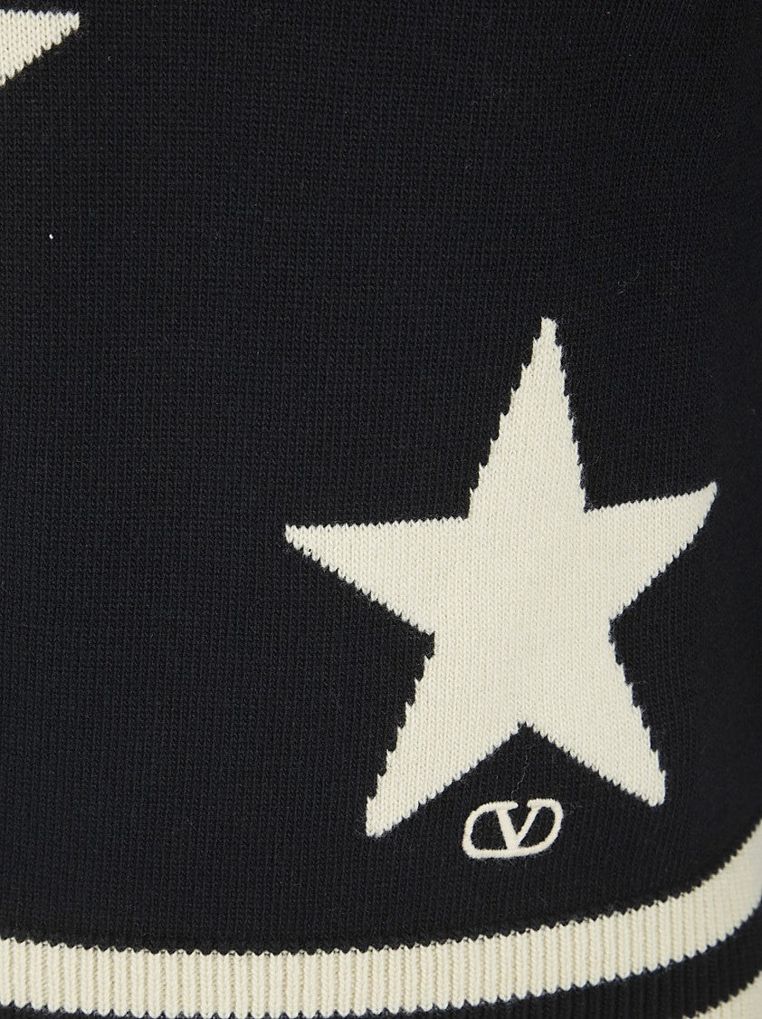 Valentino Garavani Pure Cashmere Crew Neck Sweater With Star Embroidery