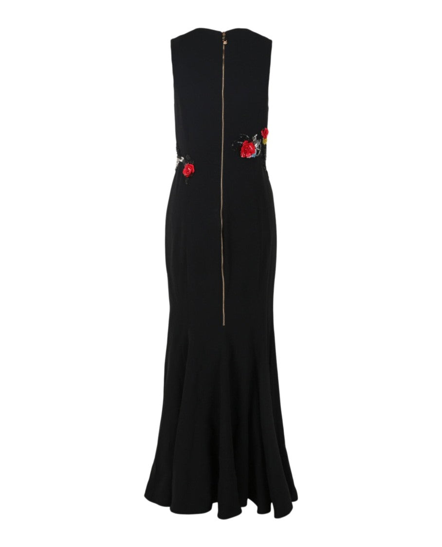 Versace Sleeveless Embroidered Rose Gown