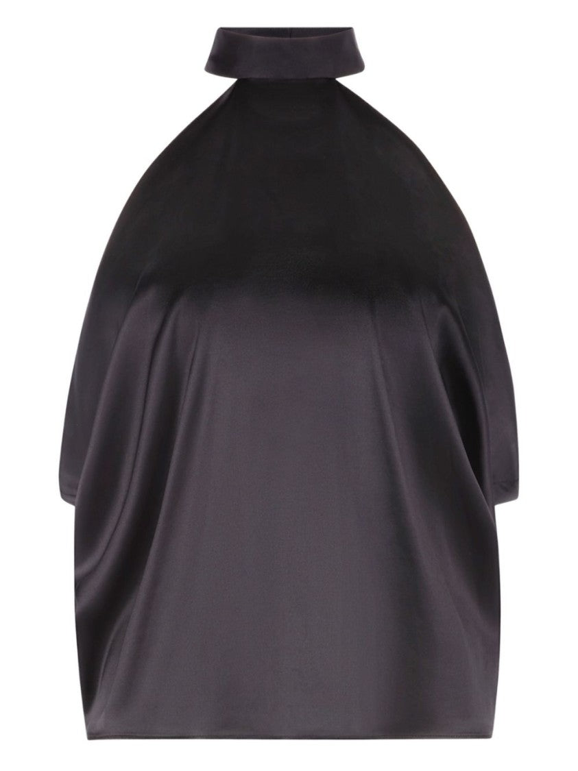 Nina Ricci Black Minimalist Sleeveless Halterneck Silk Top