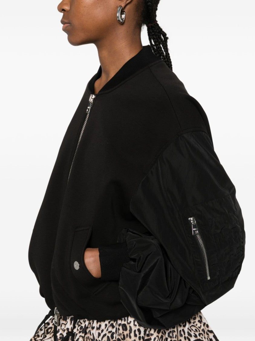 Liu Jo Cropped Bomber Jacket With Ruched Sleeves