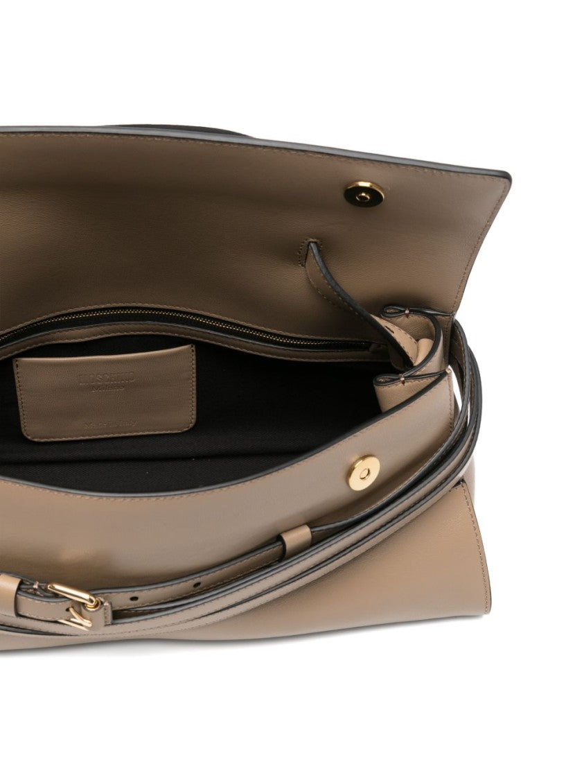 Moschino Structured Elongated Beige Silk Handbag