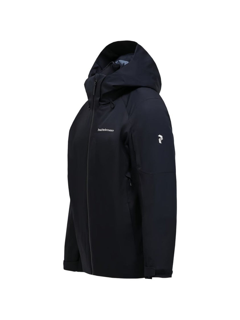 Peak Performance Black Jacket With Hood And Zip Closure
