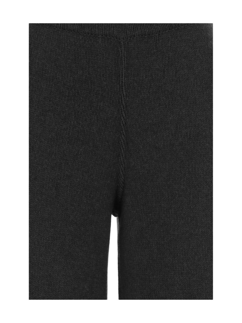 Bruno Manetti Black Wide-Leg Knit Wool-Cashmere Blend Pants