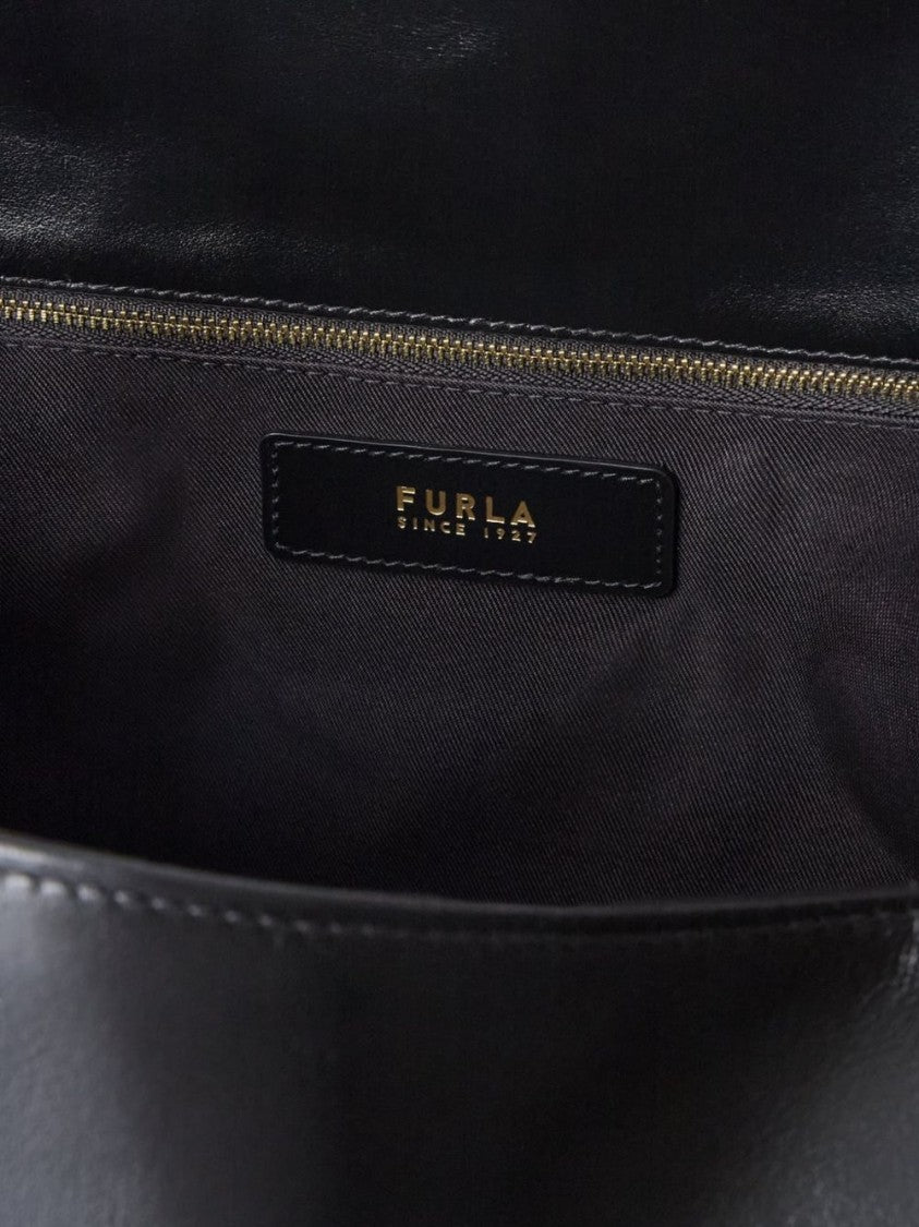 Furla Black Ginevra L Structured Leather Shoulder Bag