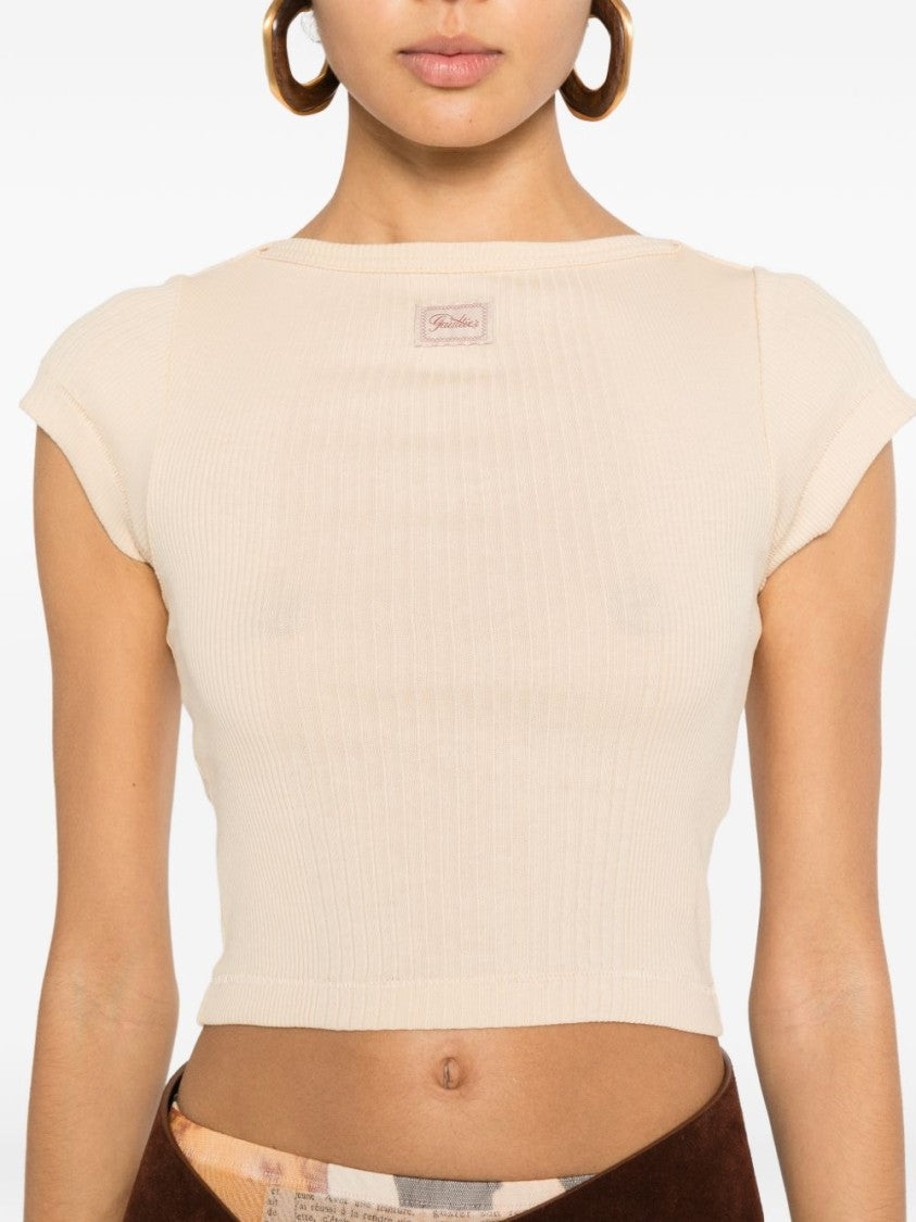 Jean Paul Gaultier Silk And Nylon Blend Drape Top