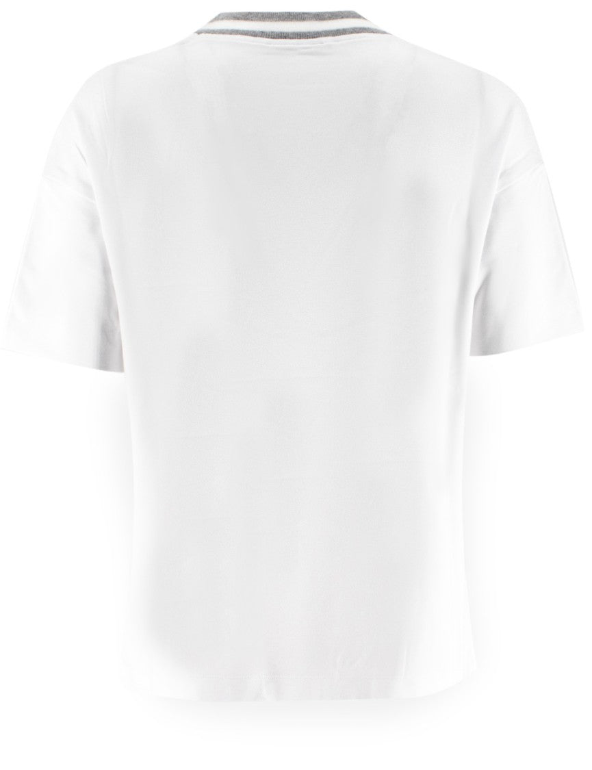 Panicale Round Neck T-Shirt With Lurex Detailing