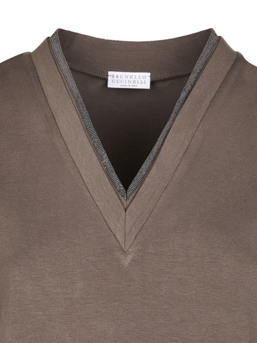 Brunello Cucinelli Short-Sleeved Relaxed Fit T-Shirt With V-Neckline