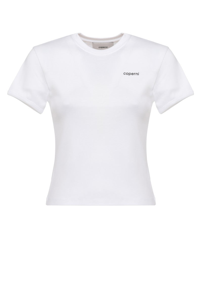 Coperni White Cropped Printed Cotton T-Shirt