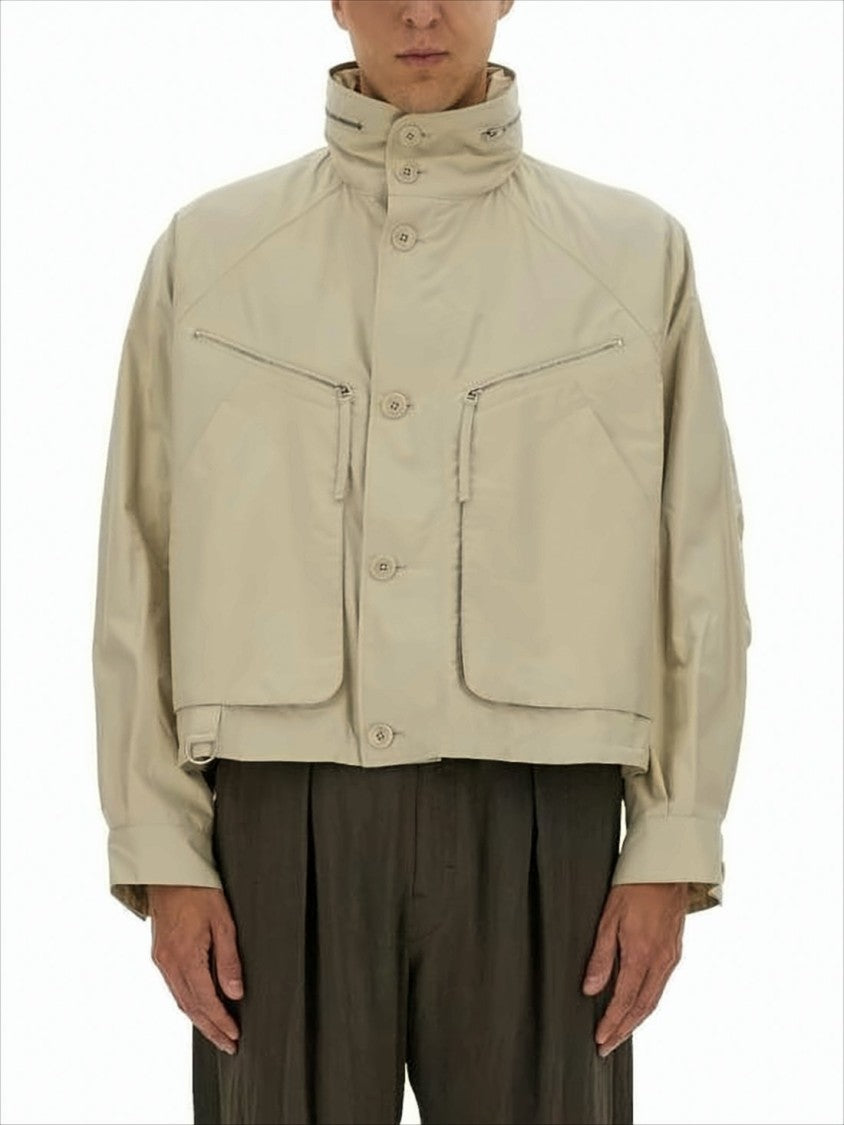 Lemaire Cropped Bomber Jacket With High Stand Collar