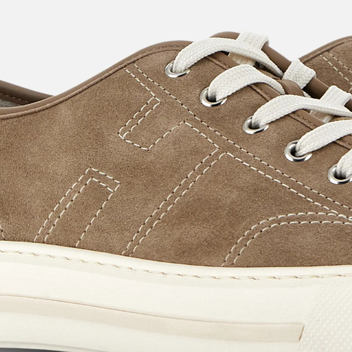 Hogan H691 Allacciato H Cuciture Sneakers In Beige
