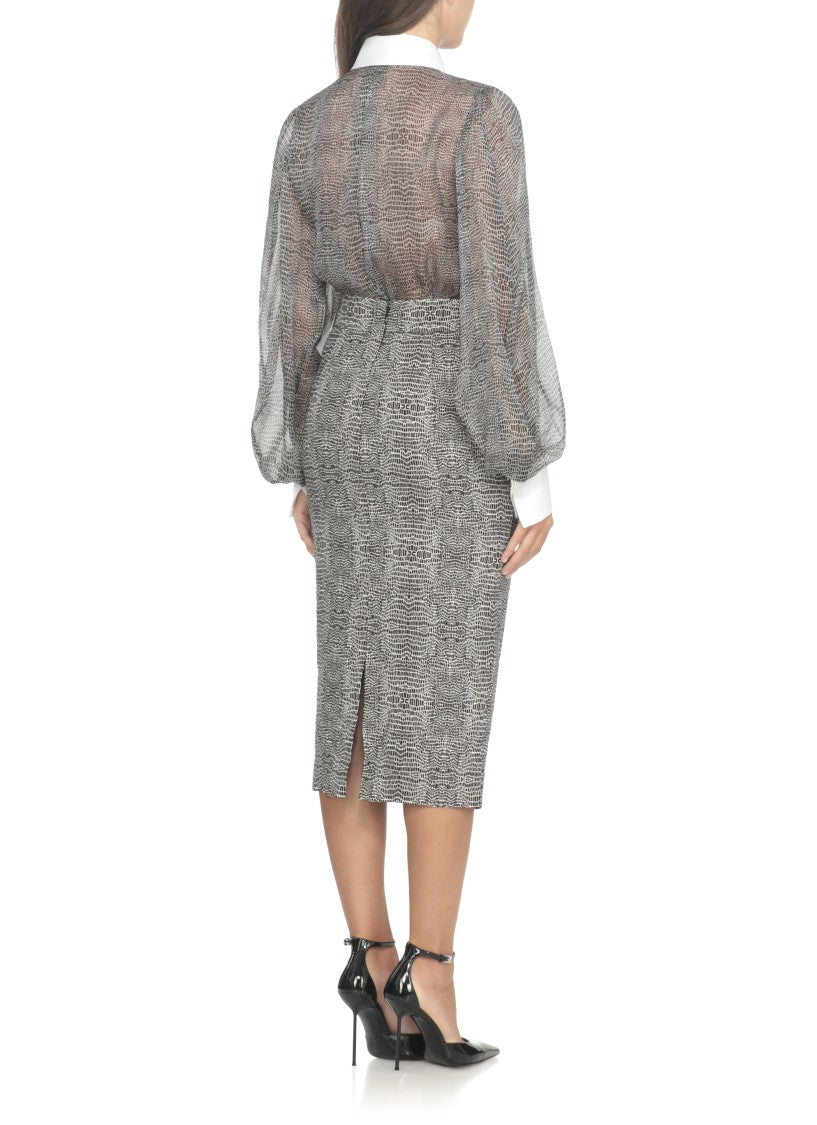 Elisabetta Franchi Silk Bodysuit With Delicate Reptile Scale Pattern