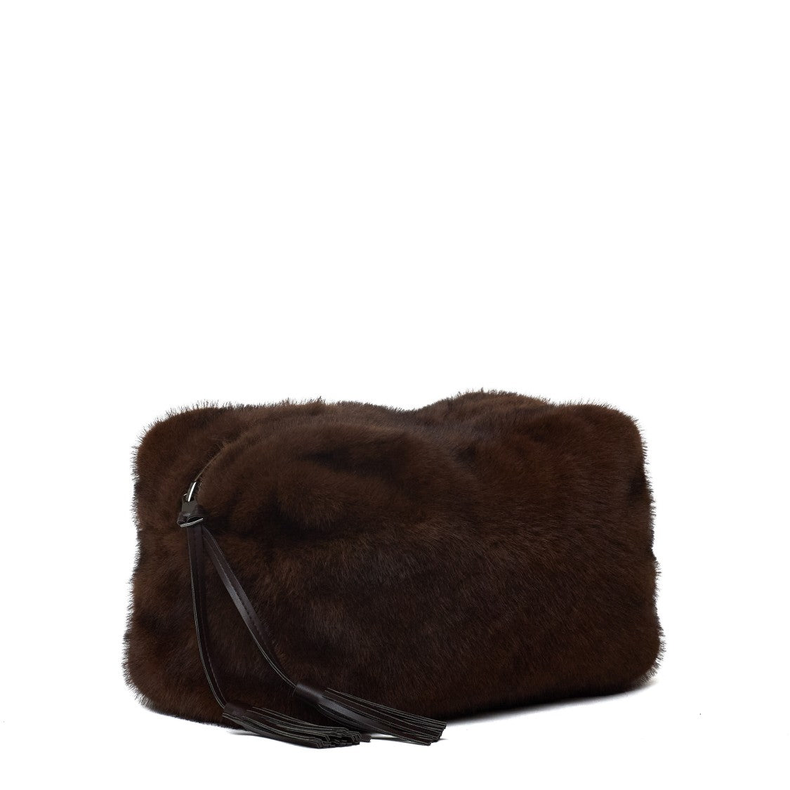 Parosh Rectangular Faux Fur Zip Clutch