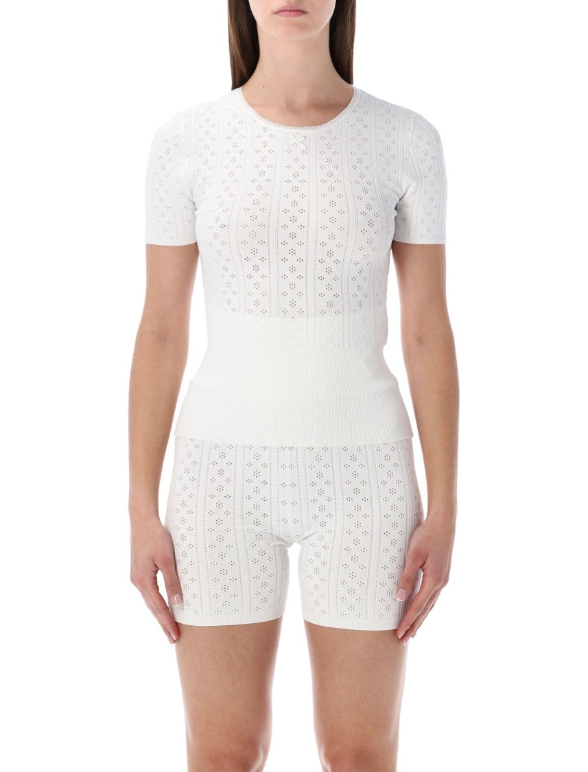 J. W. Anderson Pointelle Knit T-Shirt With Scalloped Neckline
