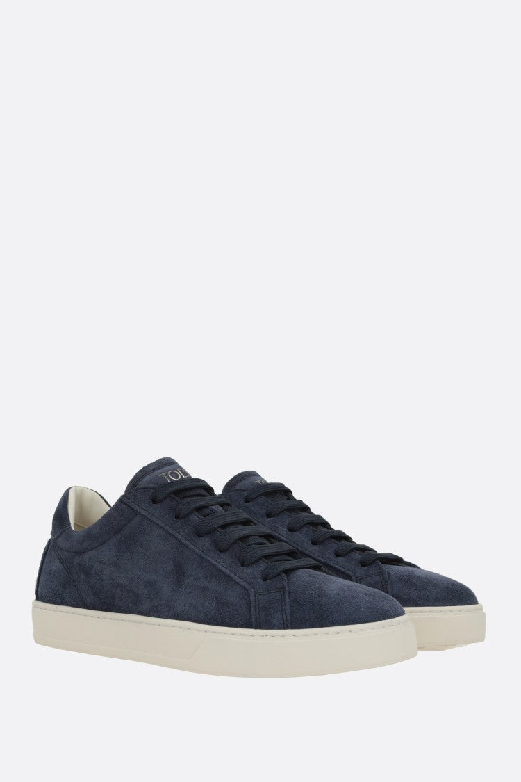 Tod's Deep Navy Suede Low-Top Sneakers With Off-White Sole