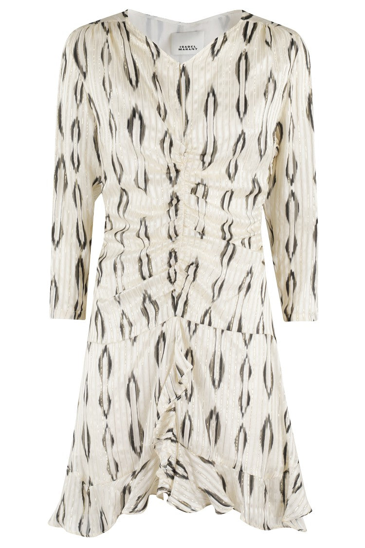 Isabel Marant Asymmetrical Draped Silk Dress With Cut-Out Sleeves