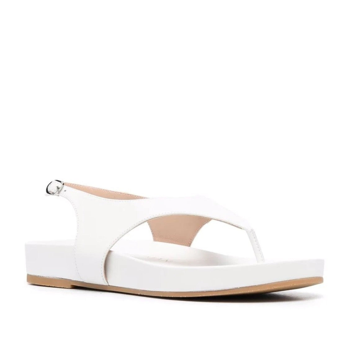 Stuart Weitzman White Minimalist Ankle Strap Thong Sandals