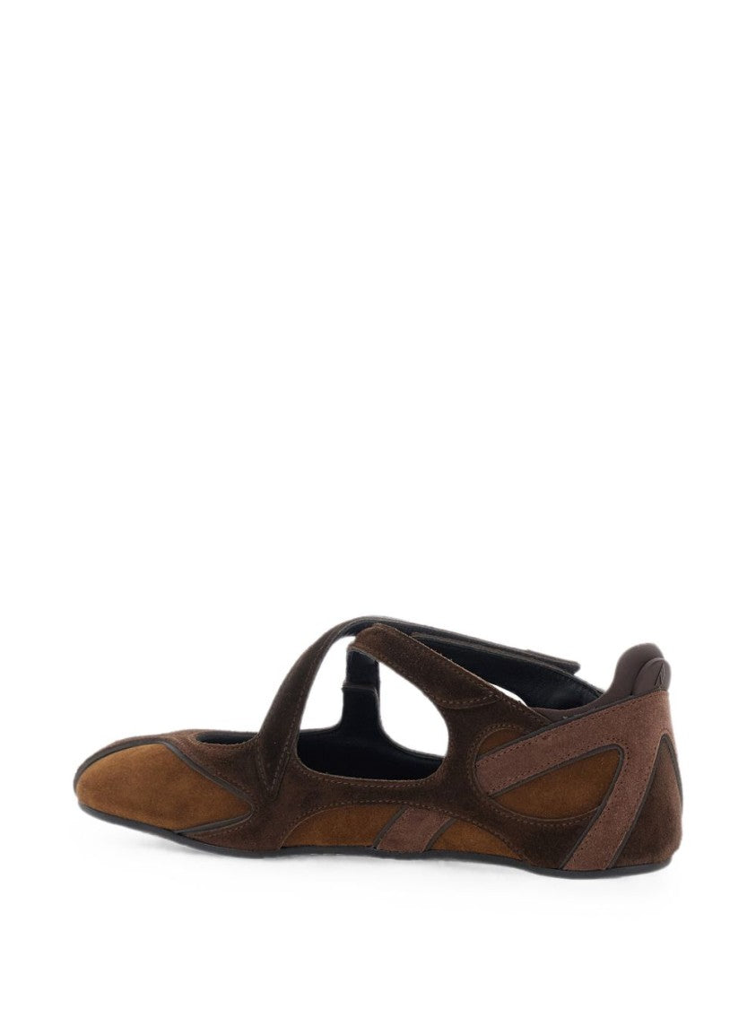 The Attico Brown Pointed Toe Cut-Out Flats