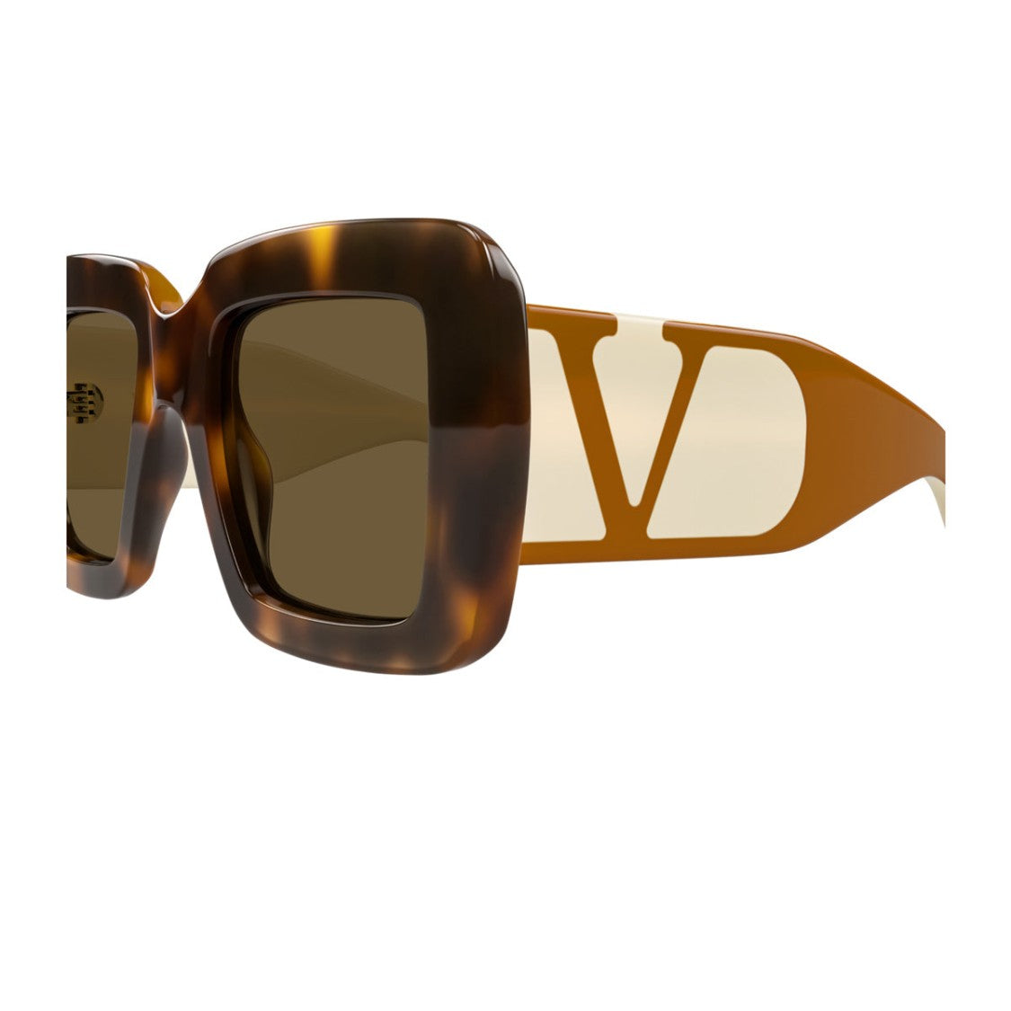 Valentino Havana Ivory Brown Linea V Logo Vg0056s Square Sunglasses