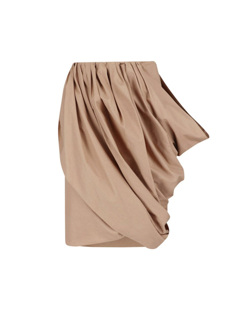 Chloé Pink Draped Midi Popeline Skirt