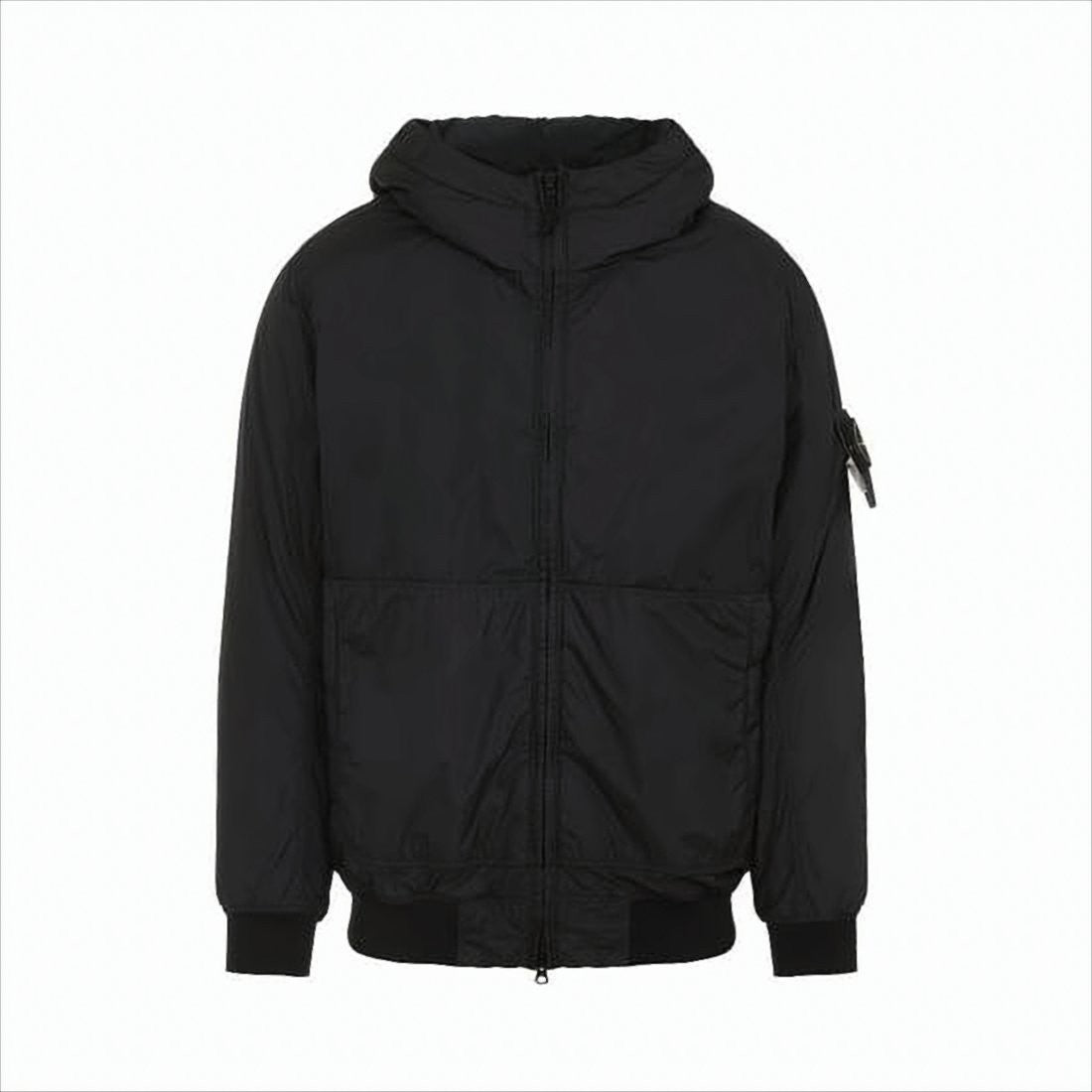 Stone Island Minimalist Black Jacket With Technical Fabric