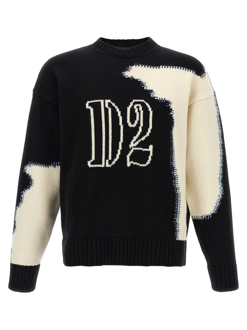 Dsquared2 Two-Tone Wool Crewneck Sweater