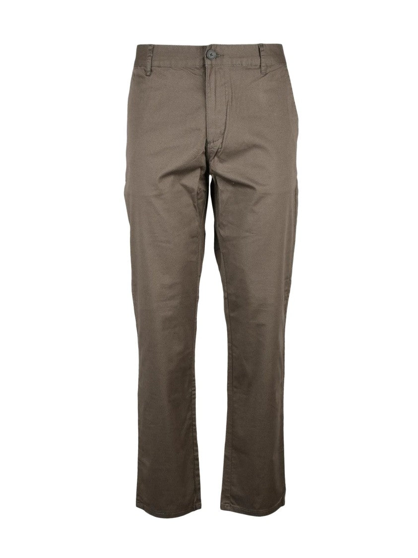 Armani Exchange Straight-Leg Brown Pants With Elastic Comfort