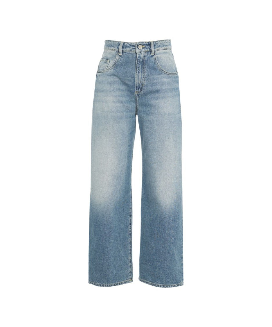 Icon Denim Wide Leg Jeans With High Waist And Gradient Wash