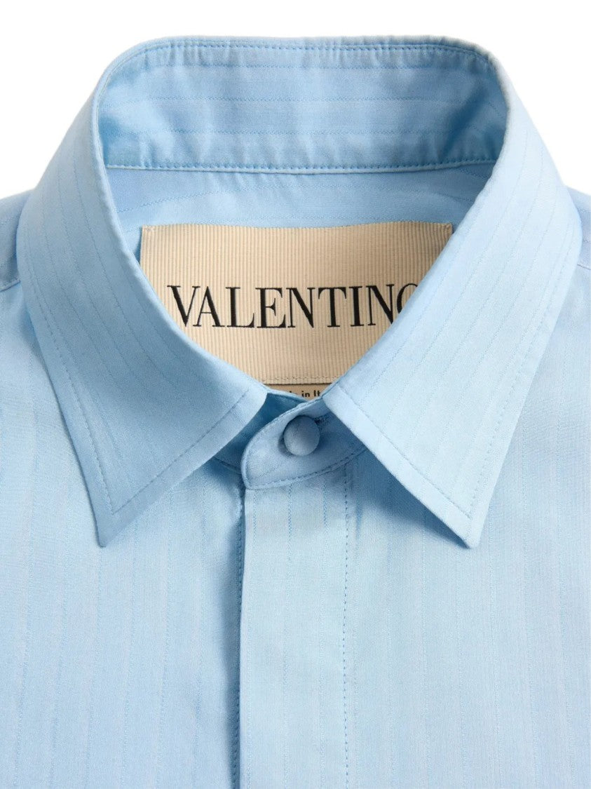 Valentino Blue Long Sleeve Silk Shirt