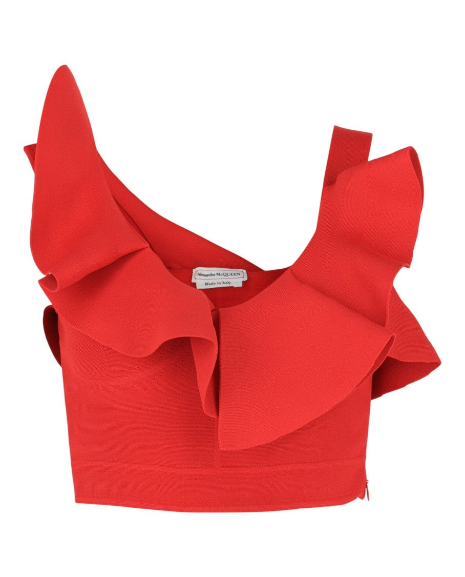 Alexander Mcqueen Ruffled Asymmetrical Cropped Top