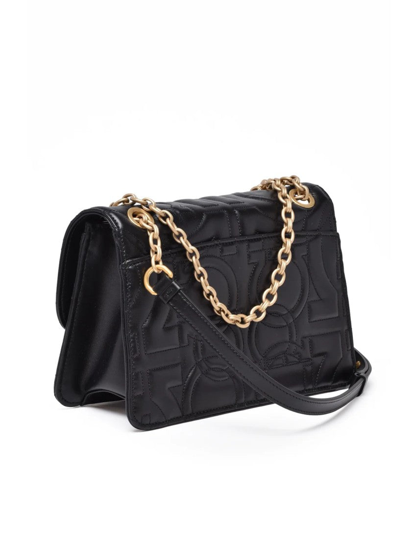 Salvatore Ferragamo Black Leather Quilted Shoulder Bag
