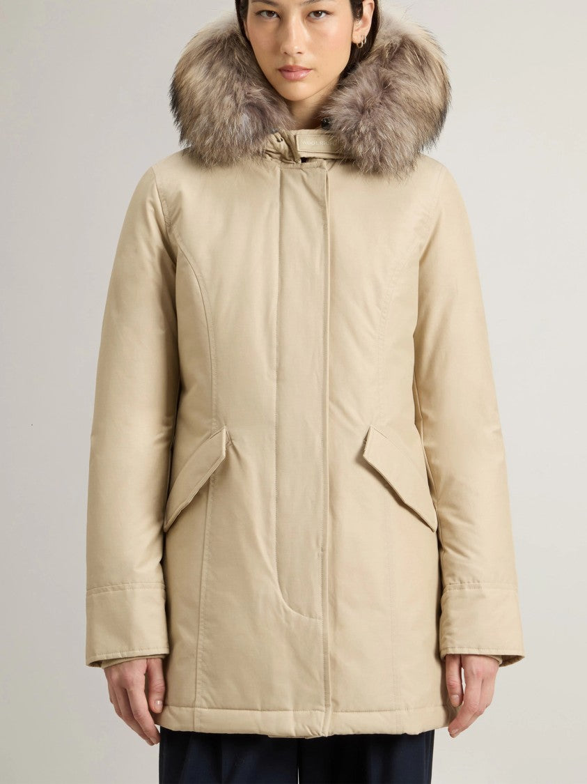 Woolrich Arctic Raccoon Fur-Trim Cotton-Blend Mid-Length Parka