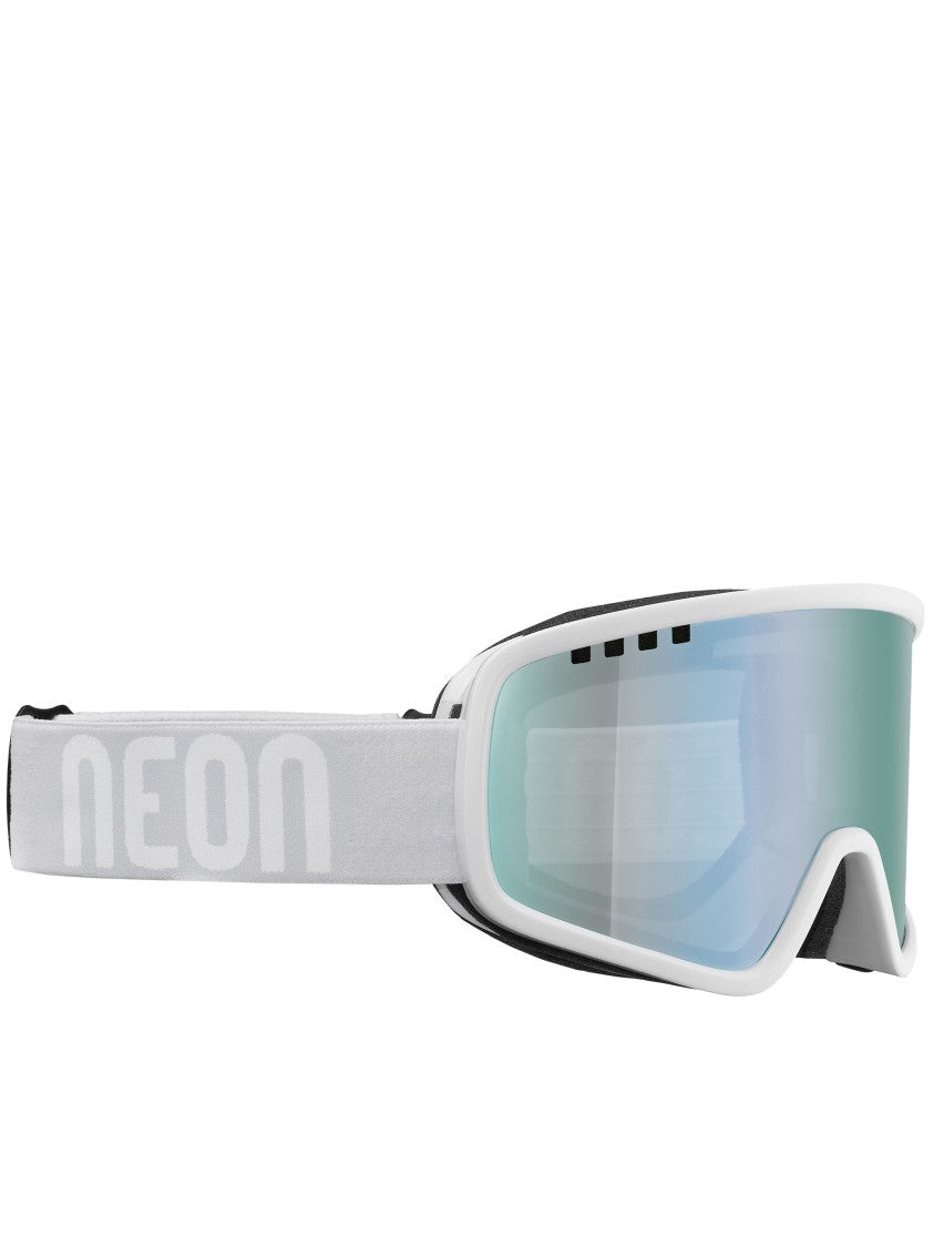 Neon Reflective Blue-Green Lens Goggles With Adjustable Strap