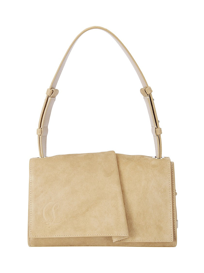 Christian Louboutin Suede Shoulder Bag With Drawstring Closure