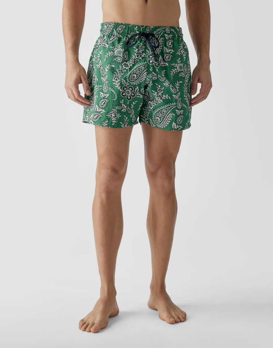 Etro Paisley Print Logo Swim Shorts