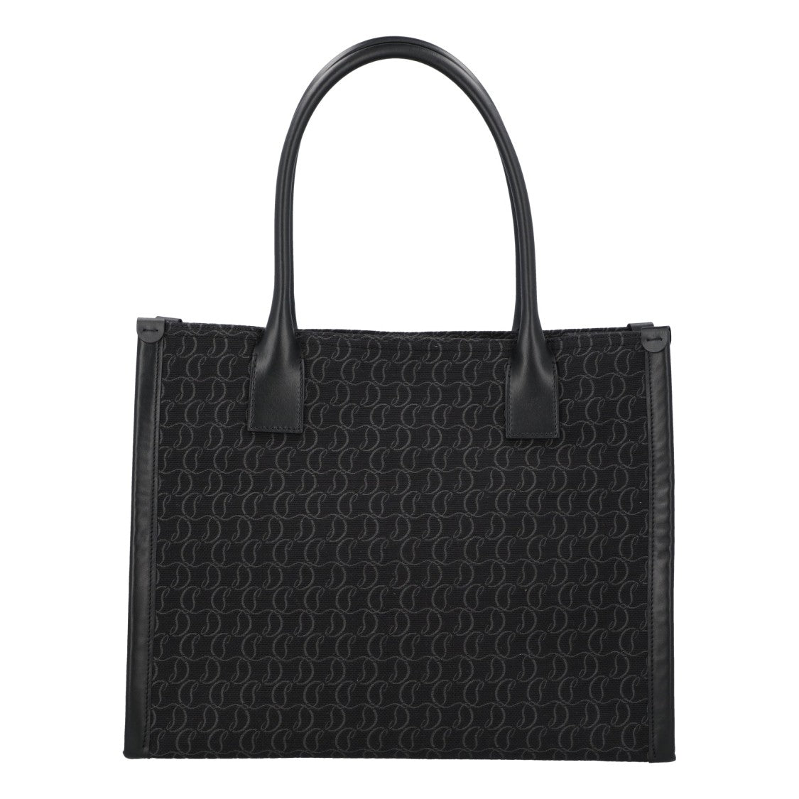 Christian Louboutin Structured Black Leather And Cotton Tote Bag