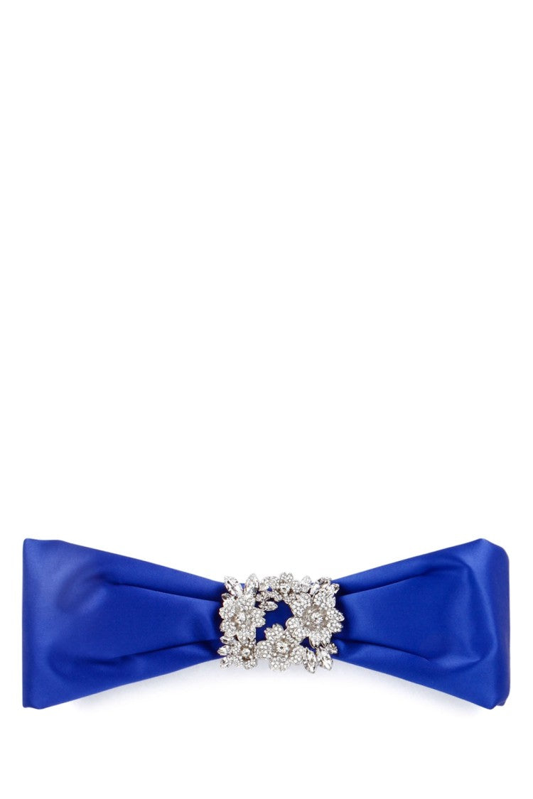 Roger Vivier Satin-Like Headband With Crystal Floral Embellishment