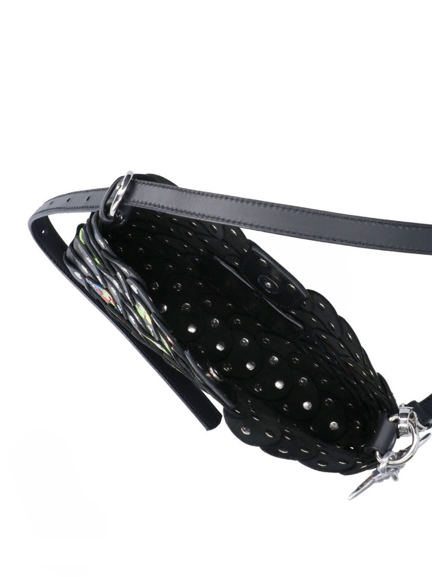 Vivienne Westwood Black Lola Floral Leather Shoulder Bag