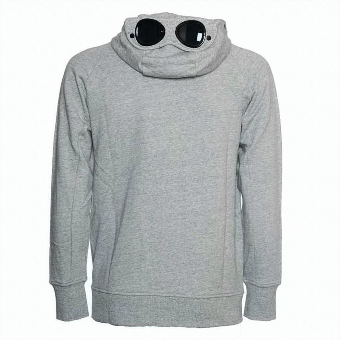 C.P. Company Heathered Cotton Hoodie With Zippered Pockets And Goggles