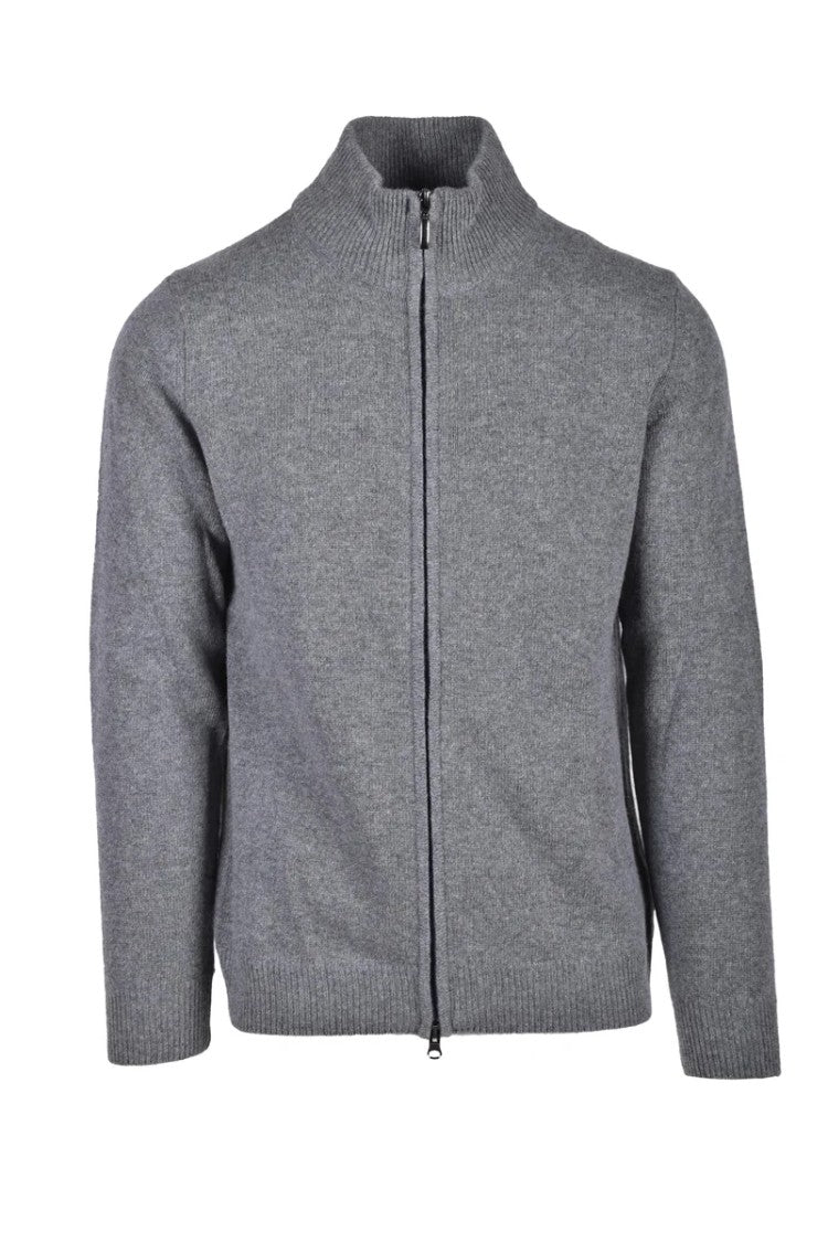 Terzo Fuso 1952 Light Grey High-Collar Wool-Blend Cardigan