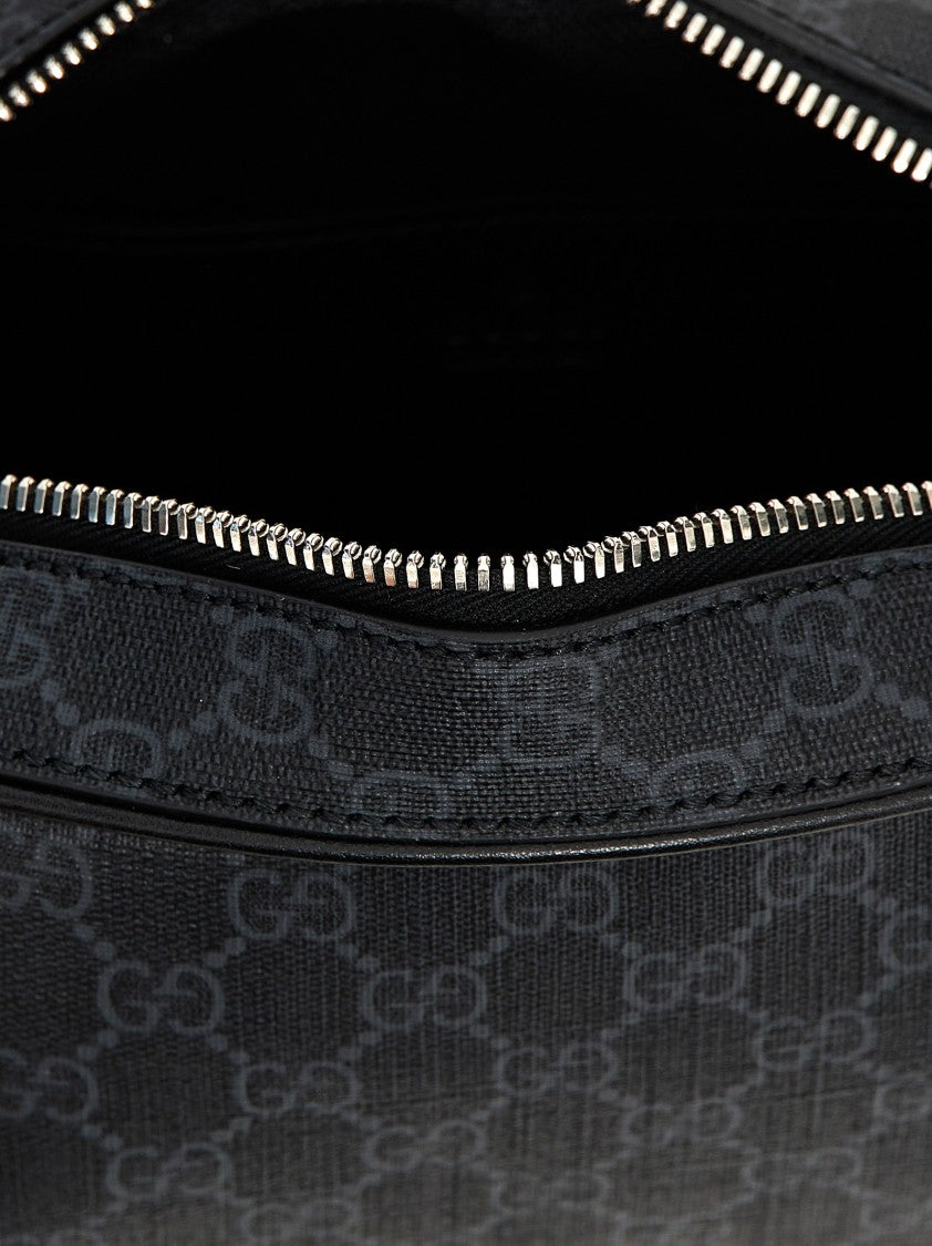Gucci Gg Fabric Crossbody Bag With Leather Accents