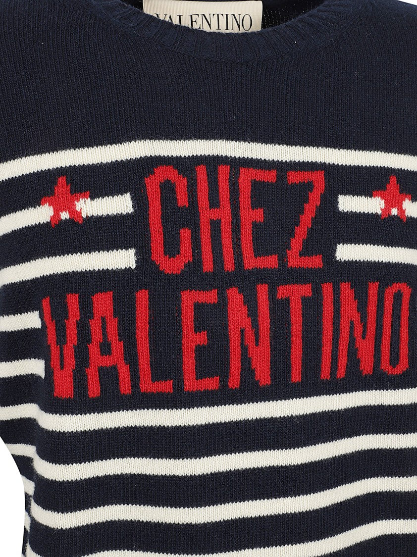 Valentino Garavani Crewneck Sweater With Bold Jacquard Motif