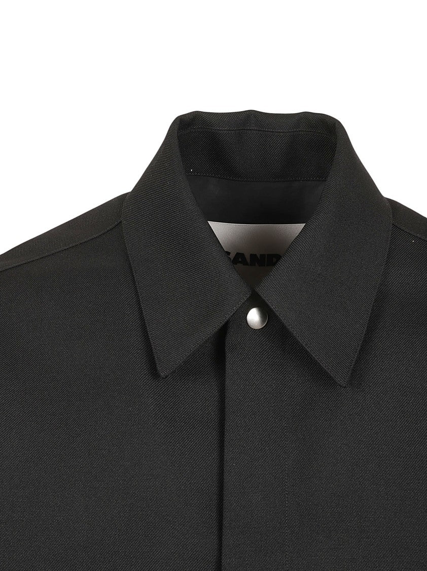 Jil Sander Button-Down Black Wool Shirt With Classic Collar