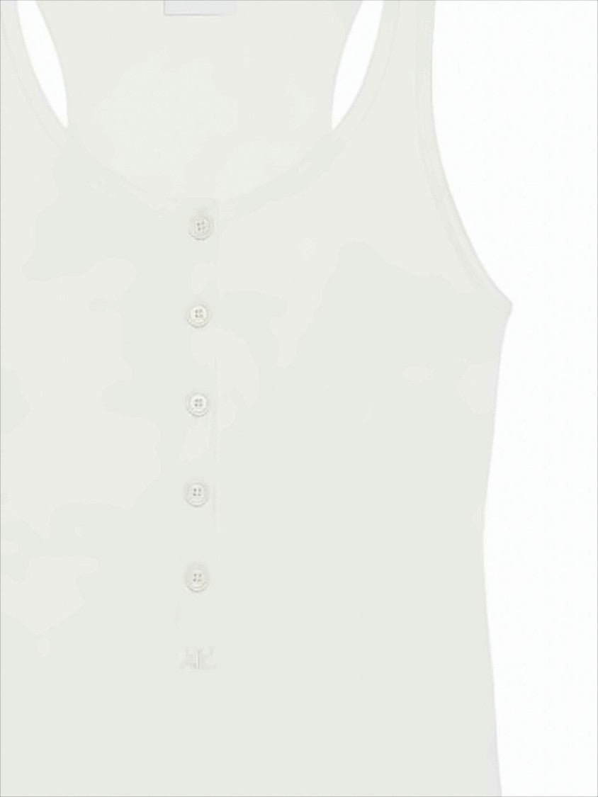 Courrèges Scoop Neck Sleeveless Tank Top With Button-Down Front